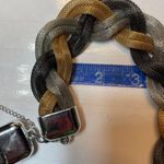 Tricolor Braided Mesh Necklace & Bracelet Matching Set Multiple Photo 5