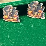 Halloween Pumpkin and Witch Earrings​ Orange Photo 1