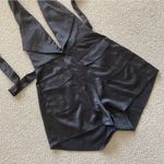 Primi Black Halter Style Short Romper Silky Tuxedo Flaps Size Medium Open Back Photo 2