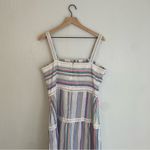 J. McLaughlin Cunningham Stripped Linen Maxi Dress Size 12 Summer Beach Colorful Photo 7