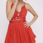 Free People Women’s Fiery Red Lace Mini Dress Size S Photo 0