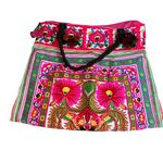 Handmade Thailand Eclectic Embroidered Tote Bag Bright Artsy Vibrant Beach Photo 1