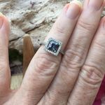 Sterling Silver Square Rainbow Topaz Ring Size 6 Purple Photo 4