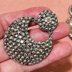 Vintage silver Rhinestone Jet Clip earrings Photo 2