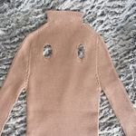 Off-White Holy Cutout Ribbed Long Sleeve Mock Neck Sweater In Nude Photo 9