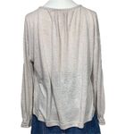 Old Navy  Women’s Beige Long Sleeve Blouse Size M Split Neck Lightweight Rayon Photo 3