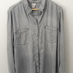 Chico's | Chambray Tunic Button Up Gray Tencel Lyocell Long Sleeve | Size 3, XL Photo 0