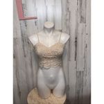  Trac Beige Lace Crop Top Bralette Bustier Size L Photo 4