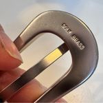 Vintage White Woven Leather Belt Braided Womens M Silver Tone Brass Hardware Photo 2