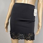 Vintage Arianne Lingerie Half Slip Medium Black Tight Skin Black Wide Lace New Photo 0