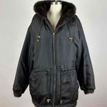 Charles Klein Hooded Reversible Faux Fur / Silk Coat Size 3X Black Photo 9