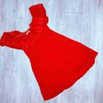 Sugar Lips  off the shoulder red eyelet cutout midi short sleeve summer dress sm Photo 0