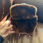 Vintage genuine Russian fur trapper aviator hat in rich chocolate brown NWT Photo 3