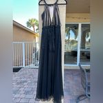 Mac Duggal  Black Beaded Sequin Shorts Maxi Sheer Skirt Gown Size 6 Photo 2