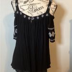 Japna  BOHO OFF THE SHOULDER BLACK EMBROIDERED COLD SHOULDER TOP SIZE MED Photo 4