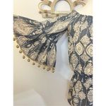 Raga  Anthropologie Gray Pom Pom Sleeve Printed Romper S Photo 3