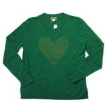 J.Crew NWT Cashmere Crewneck Sweater in Autumn Pine Sparkle Metallic Heart L Photo 0
