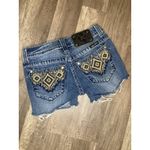 Miss Me Cut Off Shorts Womens 25 Low Rise Aztec Embroidered Bling Rhinestone Photo 1