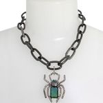 Betsey Johnson NEW  SPIDER CHAIN NECKLACE Chunky Black Chain 18" Goth Halloween Photo 1