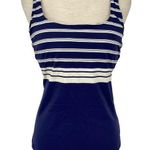 Lands' End NWT Navy Nautical Stripe Scoop Neck Tankini Swim Top Size 8 Sporty Photo 0