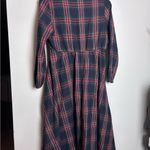 BLOOMCHIC Square Neckline Navy Blue Long Sleeve Plaid Tartan Maxi Dress Size 12 Photo 5