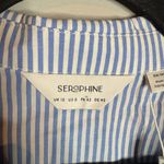Seraphine Stripe Tie Belt Maternity Nursing Shirt Dress Blue Size undefined Photo 5