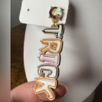 Halloween TRICK Orange Purple and Black Single Earring Photo 2