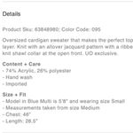 BDG Urban Outfitters Kolbie Open Front House Print Cozy Comfy XS New $148 Photo 11