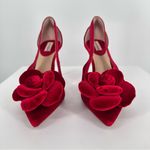 Antonio Melani  Ester Red Velvet High Heels size 8 Side Cutouts Romantic Rosette Photo 2