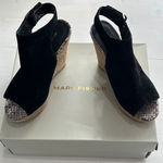 Marc Fisher Black Suede Peep Toe Espadrille Wedge Sandals Size 6.5M Photo 0