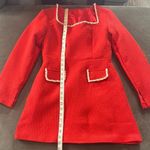 Women’s Short Red Dress Square Neck Faux Pearl Photo 8