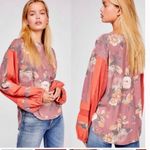 Free People  Flower Patch Boho Thermal Top Oversize Blouse Size XS Photo 1