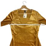 H&M   Gold Velvet Bodycon Mini Dress Women’s 12 Deep V Party NYE Holiday NWT Photo 8