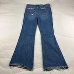 American Eagle Blue Stretch Denim Super High Rise Distressed Flare Jeans 12R Photo 5