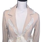 213  Cream Blazer Jacket with Ruffle Details Wool Lace Bow Boho Feminine Photo 1