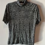 St. John Sport Animal Print mock neck knit top size medium Black Photo 1