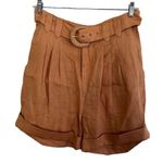 Farm Rio Pleated Front Tailored Linen Shorts Beige Women's Size Large NWT $145 Photo 7