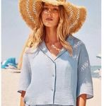 ANDIE Swim the Margarita Button Up Shirt in Mist Blue XS NWT Photo 0