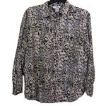 Metro Vintage  Express Animal Print Silk Blouse Size Large Photo 0