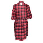 Oddi NEW Kira Red Black Buffalo Plaid Flannel Embroidered Shirt Dress Pockets S Photo 7