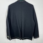 Studio Works ‎ Size Medium Black 100% Wool Vintage Floral Embroidered Cardigan Photo 5
