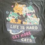 Cat Graphic Tee “Life is Hard. Get more cats” gray soft cotton side large Photo 1