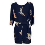 Deletta ANTHROPOLOGIE  Navy Bird Print Belted Tunic Top EUC‎ Size Small Photo 5