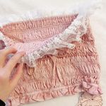 Pastel Pink White Lace Ribbon Bow French Romantic Cottagecore Ballet Crop Top Photo 6