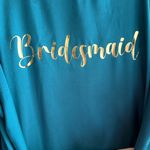 Bridesmaid Teal and Gold Silky Bathrobe, Size S/M Blue Photo 10