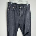 Lucky Brand High Rise Drew Mom Jean Washed Black Ripped Knee Size 12/31 Photo 9