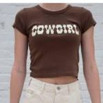 Brandy Melville  John Galt Ashlyn Cowgirl Brown Cropped Tee one size Photo 1