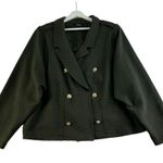 Torrid 5 5X Textured Ponte Crop Military Jacket Green Gold Button Ribbed Women's Photo 1