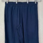 Time and Tru Linen Blend Navy Blue Wide Leg Pull On Pants, Sz Large Photo 6