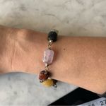 VTG Sterling Silver Carved Multi Gemstone Scarab Bracelet 8” Egyptian Revival Green Photo 8